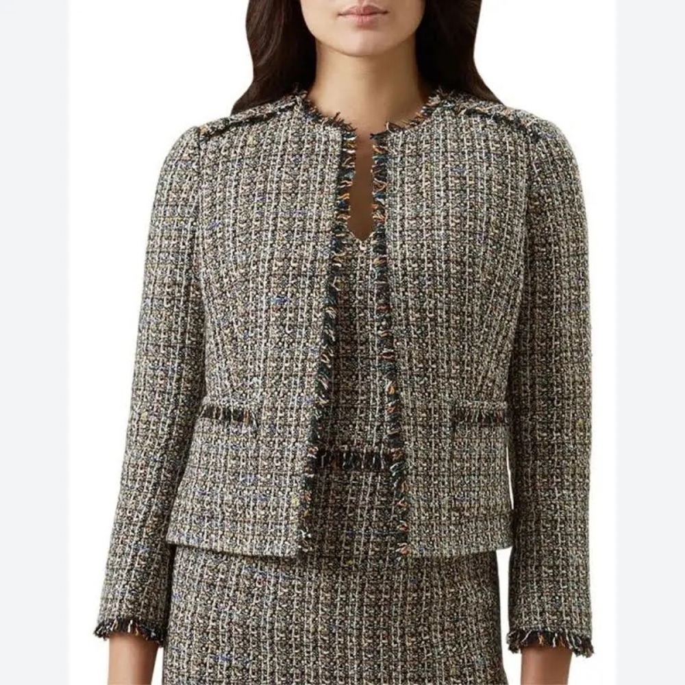 HOBBS London NWOT multicolor fringed jacket/blazer size 16